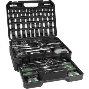 Prostormer Mechanics Tool Set with Drawer Box, 279-Piece SAE and Metric Mechanic Tool Kit with Wrenches & Sockets, General Tool Kit for Car, Motorcycle, Home Repair (Green)