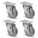 3.5" Heavy Duty Casters, Swivel Rubber Casters Set of 4 No Noise Plate Caster Wheels, Load Capacity 1000lbs