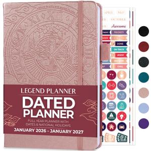 Legend Planner Jan 2026  Jan 2027 Dated Weekly & Monthly Planner to Hit Your Goals, Increase Productivity & Live Happier. Organizer Notebook & Productivity Journal. A5 Hardcover (Rose Gold) (A5 (5.5" x 8.3"))