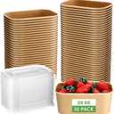 Maxdot 50 Pack Disposable Food Containers with Lids Paper Food Containers Bowls for Meal Prep, Salad, Ice Cream, Yogurt, Soup Bowls Party Leftover Box(29 oz) (Brown)