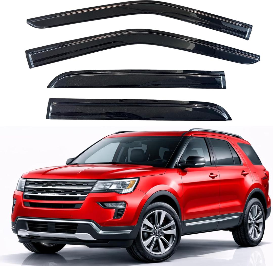 KPY Rain Guards Fit for 2011-2019 Ford Explorer, Out-Channel Window Visors Vent Wind Deflectors 4PC, Car Accessories for 11-19 Explorer