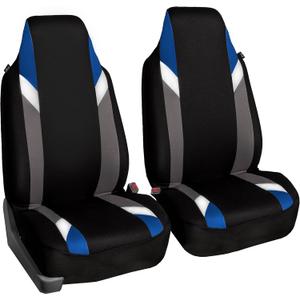 FH Group Front Set Cloth Car Seat Covers for Bucket Seats, 1-Piece Seat Cover, Universal Fit, Airbag Compatible, SUV, Van Seat Covers, Blue