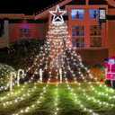 Outdoor Christmas Lights 317 LED Christmas Star Lights with 9 Strands 11.9ft Waterfall Tree Lights, 8 Modes, Waterproof & Timer for Garden Yard Patio Outdoor Xmas Decorations, Cool White
