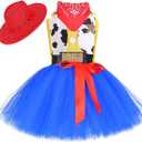 Tutu Dreams Halloween Cowgirl Costume for Girls 1 - 10Y with Bandana Cowboy Hat Birthday Party Dress Up Clothing
