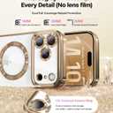 Meifigno Designed for iPhone 17 Pro Case with 2X Privacy Screen Protectors 6.3", [Glitter Card & Wrist Strap] [Compatible with MagSafe] Surround Lens Protection for 17 Pro Case Women, Desert Titanium