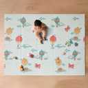 Nuby Reversible Baby Floor Mat - Foldable and Lightweight Foam Infant Play Mat - 77" x 58" - Easy Storage and Travel - Hot Air Balloons/Stripes