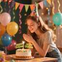 2 x Happy Birthday Cupcake Toppers, Glitter Pink, 12 Pieces, 2.95 x 4.33 inches, Cake Decorations (12, Golden -12 pack)