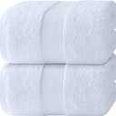 White Classic Luxury Bath Sheets Towels for Adults Extra Large 35x70 Inch - 700 GSM Turkish Cotton, Highly Absorbent | Hotel Collection | 2 Pack
