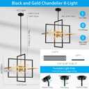 XINGQI 22" Rustic Geometric Pendant Lighting 8-Light Black and Gold Farmhouse Chandelier Ceiling Light Fixtures for Dining Room Living Room Kitchen Island Bedroom Hallway