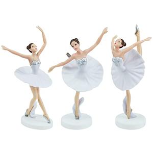 3 PCS Dancing Girl Ballerina Figurine, Ballerina Figurine Cake Topper, White Ballet Girl Figure Cake Decoration