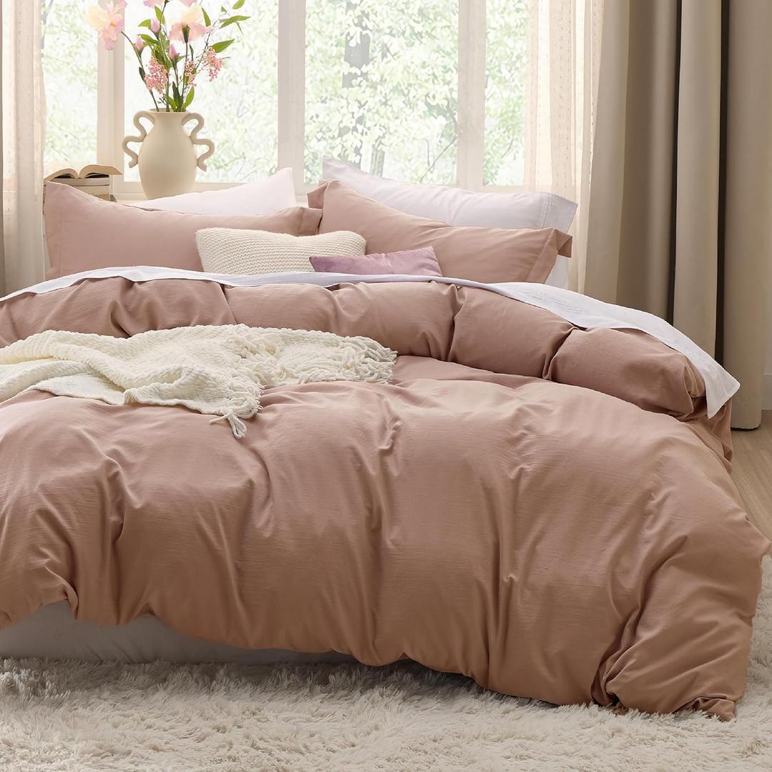 Bedsure Mocha Mousse Duvet Cover Twin/Twin XL Size - 2 Pieces Prewashed Cotton-Like Extra Soft Bedding Set, Includes 1 Twin Duvet Cover 68x90 Inches with Zipper Closure & 1 Pillow Sham, No Comforter