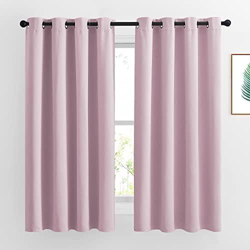 NICETOWN Blackout Curtains for Girls Room - Thermal Insulated Solid Grommet Room Darkening Panels/Drapes for Girl's Bedroom (Lavender Pink=Baby Pink, 1 Pair, 43 by 63-Inch)