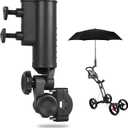 Heavy Duty Golf Push Cart Umbrella Holder 180Adjustable Aluminum Base for Stroller Bike Wheelchair Bicycle Mobility Scooter Beach Chair Shopping Cart Universal Windproof Umbrella Mount Kit