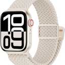 Magnetic Nylon Braided Band Compatible for Apple Watch Ultra2 Women Men ,Adjustable Elastic Sport Strap for iWatch 49mm/46mm/45mm/44mm/42mm(Series 3)