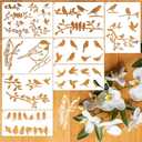 Birds Stencils for Painting Branch Bird Stencil Vine Template Paint Stencils for Painting on Wood Burning Art Craft Canvas Furniture Wall (8 Birds)