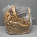 Vintage Woven Rattan Baby Carriage Basket Handcrafted Wicker Stroller for Baby Shower, Flower Girl Basket, Baby Things, Rustic Home Decor, Photography Props, Floral Arrangements (Large)