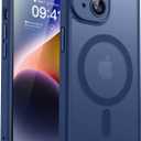 CANSHN Magnetic for iPhone 14 Plus Case, Upgraded [Full Camera Protection] [Compatible with Magsafe] [Translucent Matte] Shockproof Protective Phone Case for iPhone 14 Plus 6.7" - Deep Blue