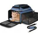 Petskd Top and Side Expandable Pet Carrier 17x12x8.5 Inches JetBlue Frontier Spirit Airline Approved, Soft-Sided Carrier for Small Cats and Dogs with Locking Safety Zippers and Anti-Scratch Mesh(Blue)