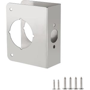 Door Reinforcement Plate, Stainless Steel, Fits 1-3/8" Doors, 2-3/8" Backset, Lock and Door Reinforcer Security, Door Knob/Lock/Latch/Deadbolt Cover Plate, Reinforce and Repair Wood/Metal Doors
