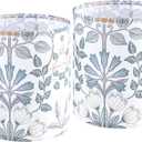 GOSO Set of 2 Small Tall Lampshade, 10" Top X 10" Bottom X 10" High, Lamp Shades for Table Lamps Floor Lamp, Polyester Fiber Printing Flowers Drum Lamp Shade, Hand Crafted Lampshades, Easy Assembly
