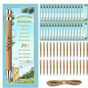 Toerifer Winnie Baby Shower Favors for 30 Guests, 30 Pcs Thank You Gifts for Baby Shower, Gender Reveal Sets Included Bamboo Pens Greeting Cards, Winnie Gender Reveal Souvenirs Prizes Decorations