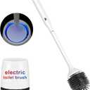 Electric Toilet Brush and Holder Set, Toilet Bowl Brush, Wireless Electric Spin Scrubber, with Silicone Brush Head Self-Cleaning Light and Ventilated Slot Base, USB Charging Cable, Wall Mount Sticker