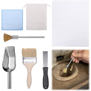 XANGNIER Pellet Stove Cleaning Kit,Pellets Stove Brush Cleaner Accessories Tools-Including Professional Steel Wire Brush,Stainless Steel Shovel,Storage Bag,Cleaning Stove Pellet Indoor