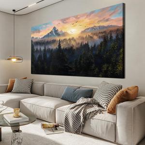 AIXMGSJS Canvas Oversized Wall Art Decor Landscape Large Wall Art Prints Wall Pictures for Living Room Mountain Forest Wall Art Decorations Artwork for Walls Ofiice Bedroom Aesthetic Decor 29" x 58"