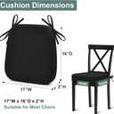 Shinnwa Dining Chair Pads, Patented Design Memory Foam Kitchen Chair Cushions with Ties and Washable Cover, 17" x 16" x 2", Black