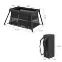 Gromast 2 in 1 Portable Travel Crib for Toddler, Foldable Crib for Baby, Lightweight Playpen Collapsible Playard with Soft Mattress, Easy to Carry Baby Travel Bed for Outdoor, Indoor (Black)