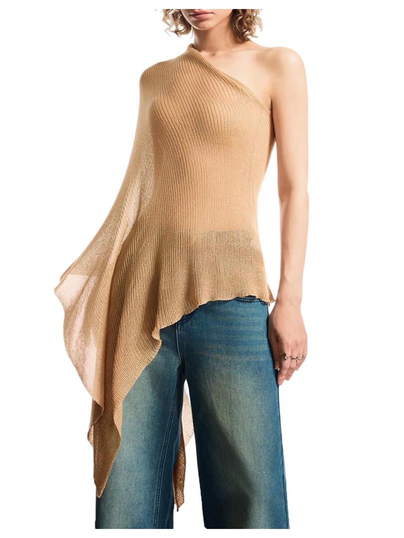 MakeMeChic Ponchos for Women Sheer Poncho Sweater Shawl Wraps Coverup White Knitted, S