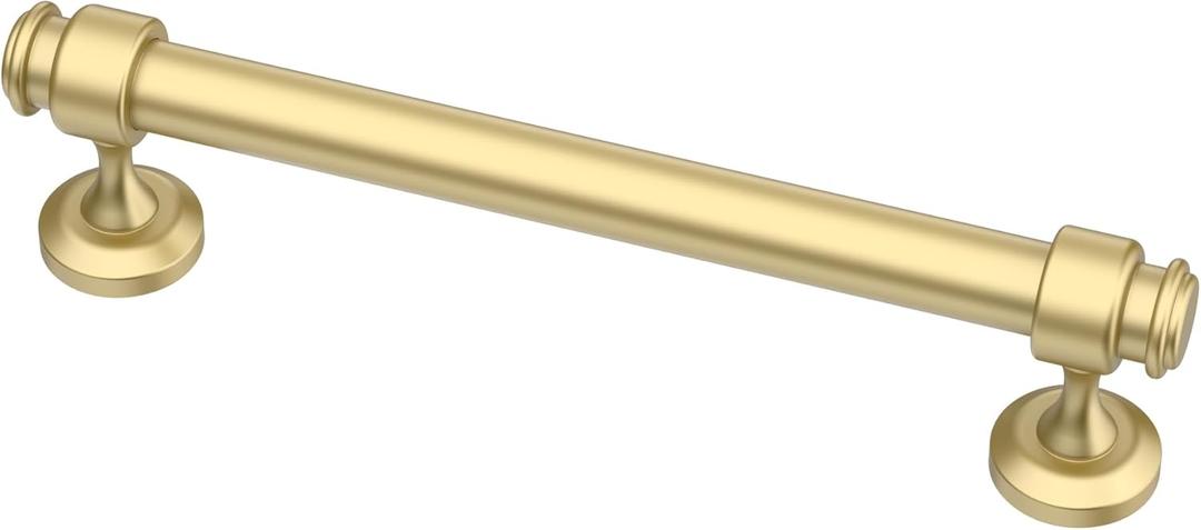 Alzassbg 10 Pack Brushed Gold Cabinet Pulls, 5 Inch(128mm) Hole Centers Cabinet Handles Kitchen Hardware Straight Bar for Cabinets and Drawer AL3082MGP