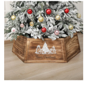 40" Wood Christmas Tree Collar, XL Hexagon Xmas Bottom Cover, Rustic Vintage Skirt for 7.5-11 ft Christmas Tree, Wooden Xmas Oversized Holiday Decor for Home Festive Party(Brown,Cute)