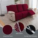 100% Waterproof Recliner Sofa Slipcovers, 3 Pieces Stretch Reclining Couch Covers for 3 Cushion Couch Sofa Pet Friendly Washable Furniture Covers for Dogs, Pets, Kids (Wine, 3 Seater)