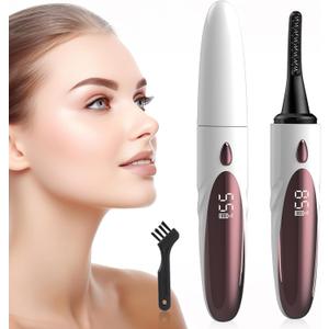 Heated Eyelash Curler Heated Lash Curler 24 Hours Long Lasting Electric Eyelash Curler Fast Heat Up Within 10s Heat Eye lash curlers for Women Rechargeable Type-C 4 Heating Modes (White)