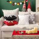 MIULEE Pack of 2 Christmas Decorative Snowflake Throw Pillow Covers Canvas Embroidery Winter Cushion Cases Holiday Decor Soft Pillowcases for Winter Couch Sofa Bedroom CarWhite, 50x50in