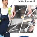 2 in 1 Long Handle Bottle Brush with Straw Brush for Cleaning Glass, Sports Bottle, Coffee Mug,Navy Blue,1 Pack