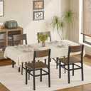 MECHYIN Dining Chairs Set of 4, Rustic Wood Dining Room Chairs with Thickened and Strengthened Metal Steel Frame & Slat Back, Modern Farmhouse Chair for Kitchen, Dining Room (4, Nut-Brown)