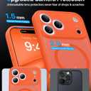 2 x Magnetic Shockproof for iPhone 17 Pro Case,[Camera Protection][Compatible with Magsafe][Non-Slip][Mil-Grade Protection]Slim Anti-Yellowing Translucent Matte Phone Case for iPhone 17 Pro,Orange