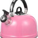 Lurrose Pink Teapot Pink Tea Kettle Whistling Tea Kettle Stainless Steel Tea Pot for Your Home, Dorm, Apartment