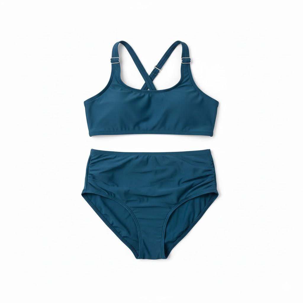 Women's Bikini Sets High Neck Tropical Leaf Print High Waisted Two Pieces Swimsuits Bathing Suits Green L