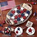 Amyhill 18 Pcs 4th of July Decorations Wooden Star, Americana Memorial Day Table Centerpiece Red White Blue Independence Patriotic Bowl Fillers Labor Day Decor for Home Tiered Tray Rustic Farmhouse