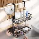 Gaseawolf Shower Caddy Over Door, Shower Hanging Organizer, No Drilling Over the Door Storage Caddy with 2-Tier Rack and Hooks, Holds Body Wash, Shampoo, Soap, Razor, Towel, Bathroom Rack Black