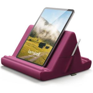Lamicall Tablet Pillow Stand, Tablet Holder for Bed - Pillow Soft Pad Holder for Lap with Pocket & 4 Viewing Angles, for iPad Pro 12.9, 11, Air, Mini, Kindle, 4-13" Phone and Tablet, Purplish Red