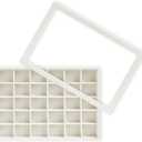 Wudygirl Jewelry Organizer Stackable Jewelry Tray for Drawer Velvet Earring Holder Organizer with Lid Dust-proof Earring Case Ring Storage for Women Drawer Inserts 30 Grid (Beige) (1 Pcs+Lid)