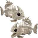 JOYIN 2 PCS 9.5 Halloween Posable Fish Skeleton Decor, Animal Plastic Bones with Posable Joints for Indoor Outdoor Halloween Decorations Party Props, Yard Patio Lawn Garden Props Decor
