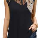 MIHOLL Women's Sleeveless Tops Lace Floral Casual Loose Blouses Tank Shirts (Medium, 01 Black)