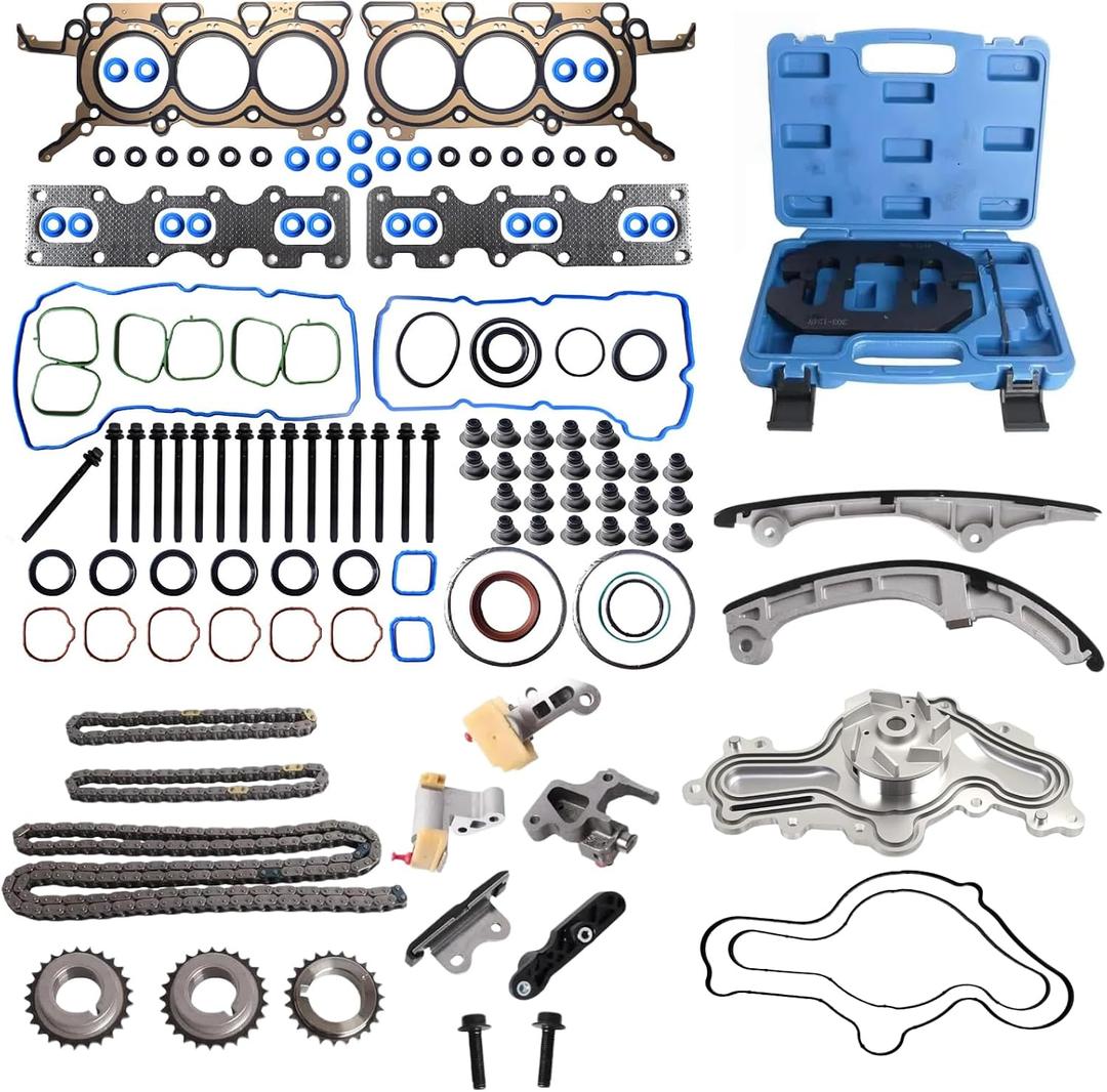 Timing Chain Kit with Tool Box Head Gasket Set Fit For 2011-2019 Ford Edge