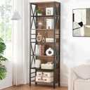 HOMISSUE Tall Bookshelf, 7-Tier Book Shelf, Rustic Wood Metal Bookshelves and Bookcases, Freestanding and Industrial Open Bookcase for Home Office, Living Room and Bedroom, Vintage Brown