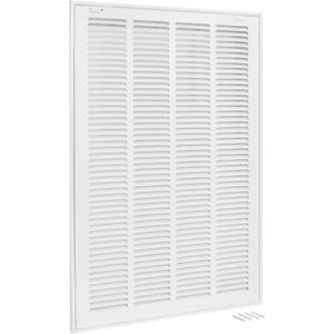 EZ-FLO 16 x 25 Inch (Duct Opening) Return Air Vent Cover for Wall or Ceiling, Solid Steel Return Air Filter Grille, HVAC Vent Cover, White, 61671